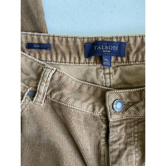 Talbots 14P Brown Tan Curvy Corduroy Cords Straight Pants - Picture 8 of 9
